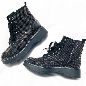 Rhinestone combat boots